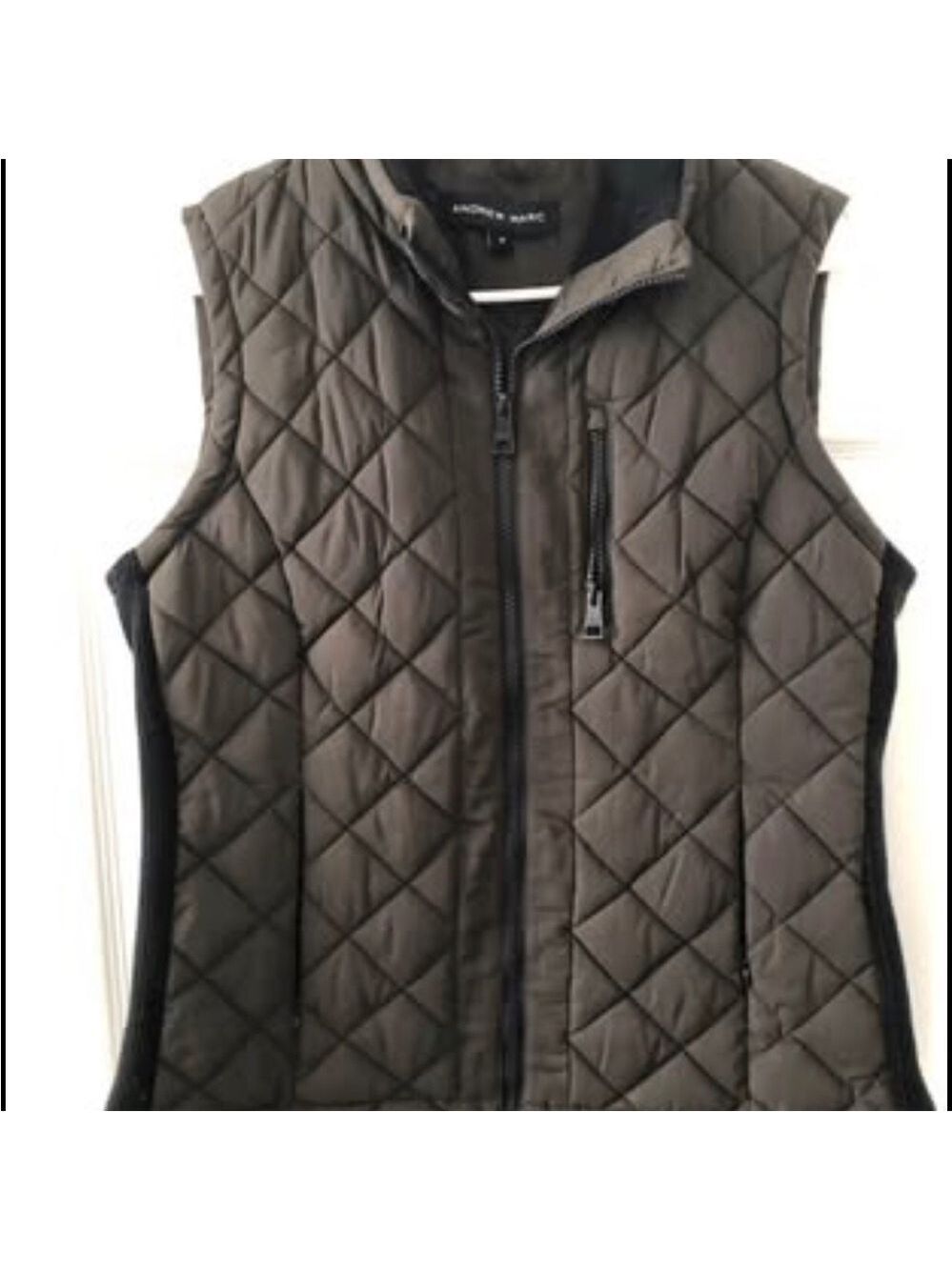 Andrew Marc Women's Quilted Vest - Dark Olive Green Size Medium